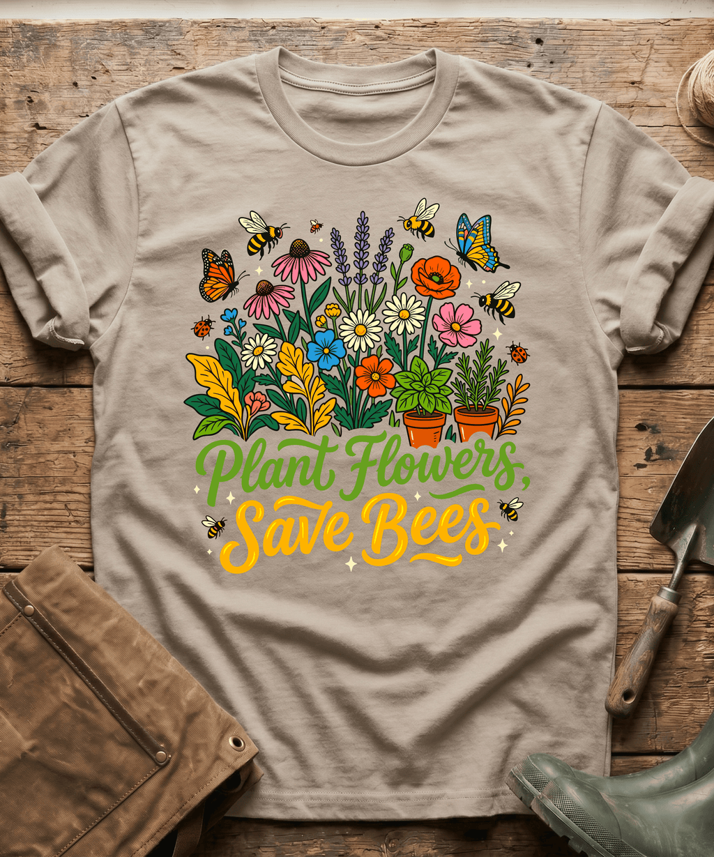 Plant Flowers Save The Bees Gardening T-Shirt