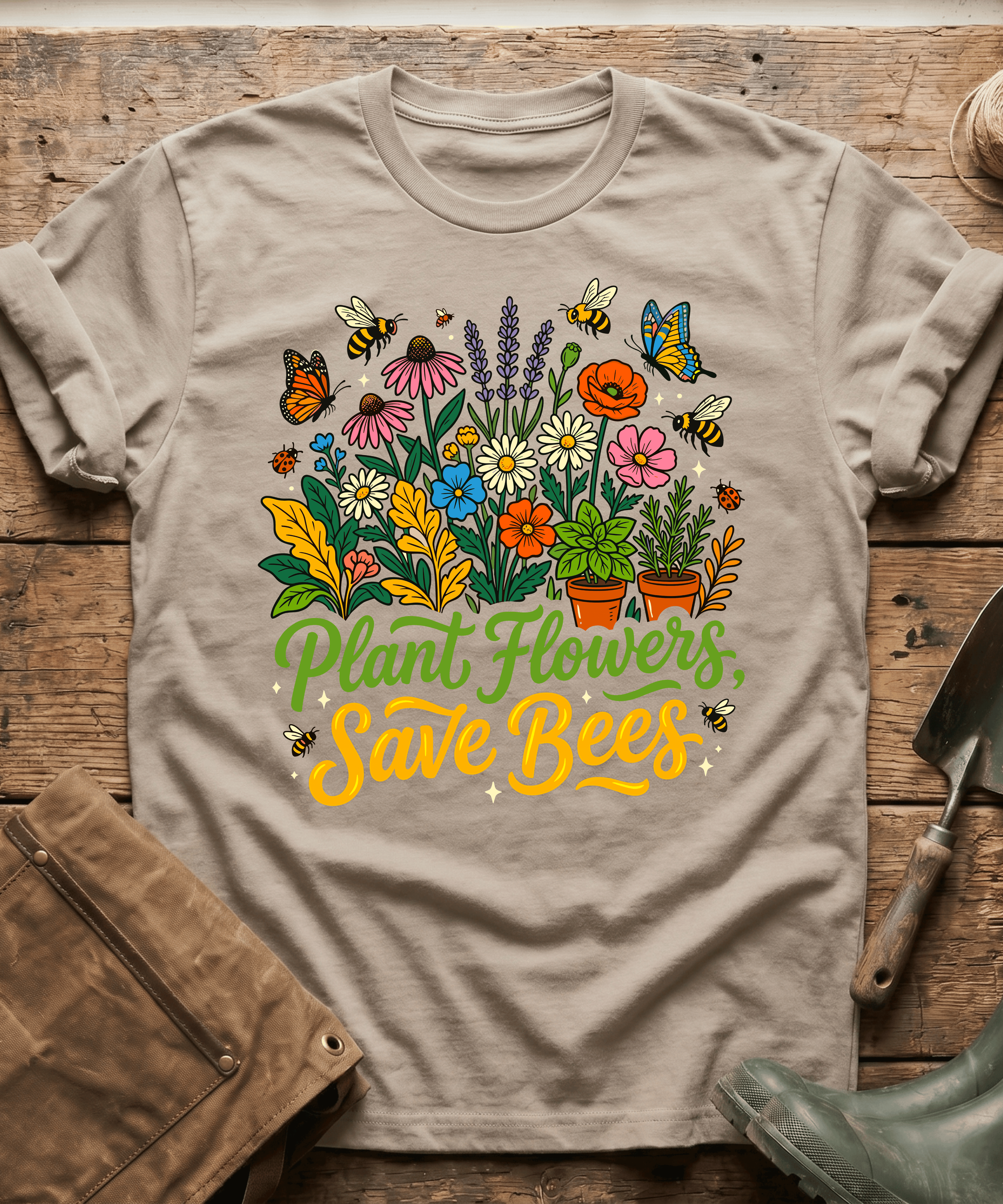 Plant Flowers Save The Bees Gardening T-Shirt