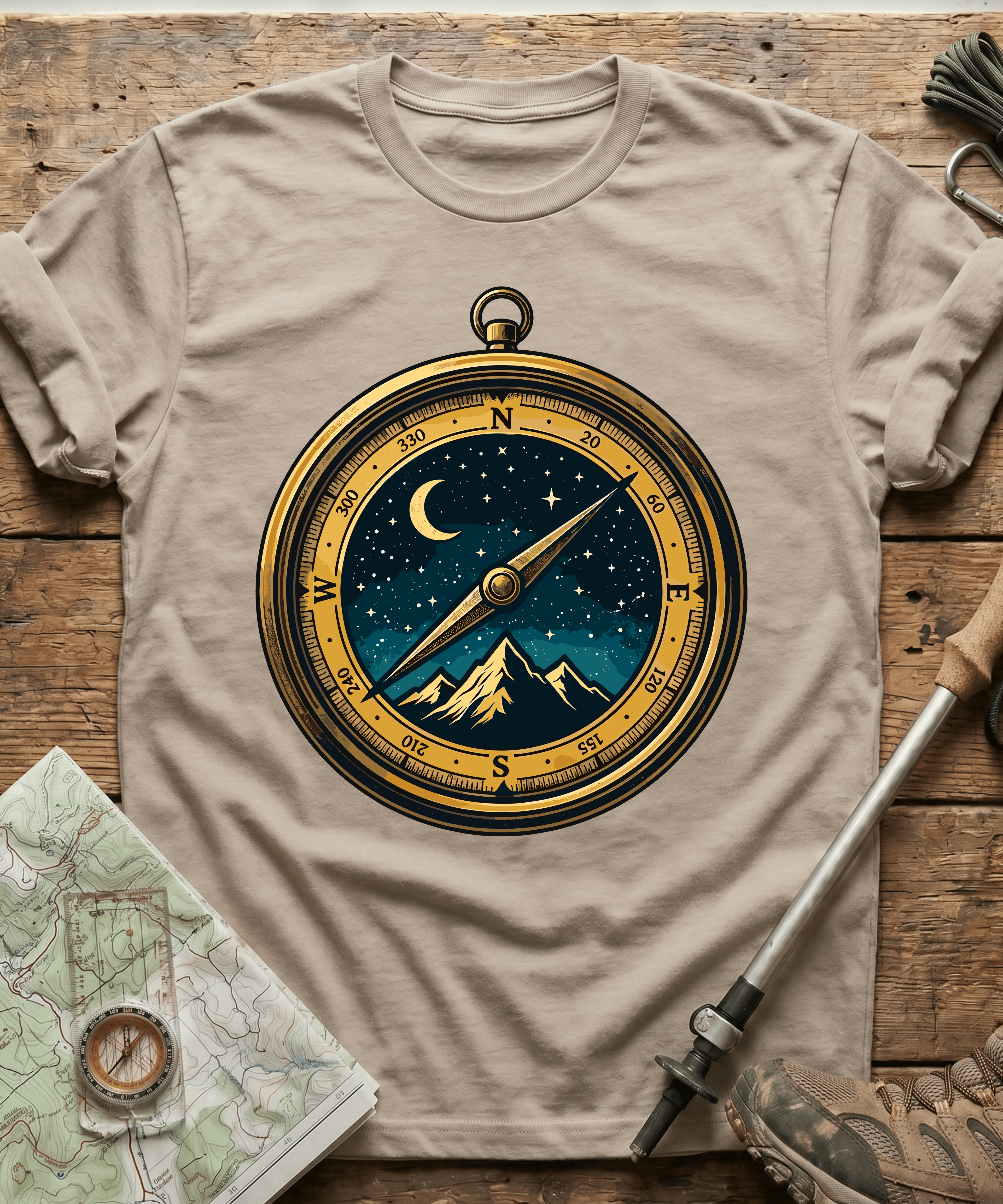 Starry Night Mountain Compass T-Shirt