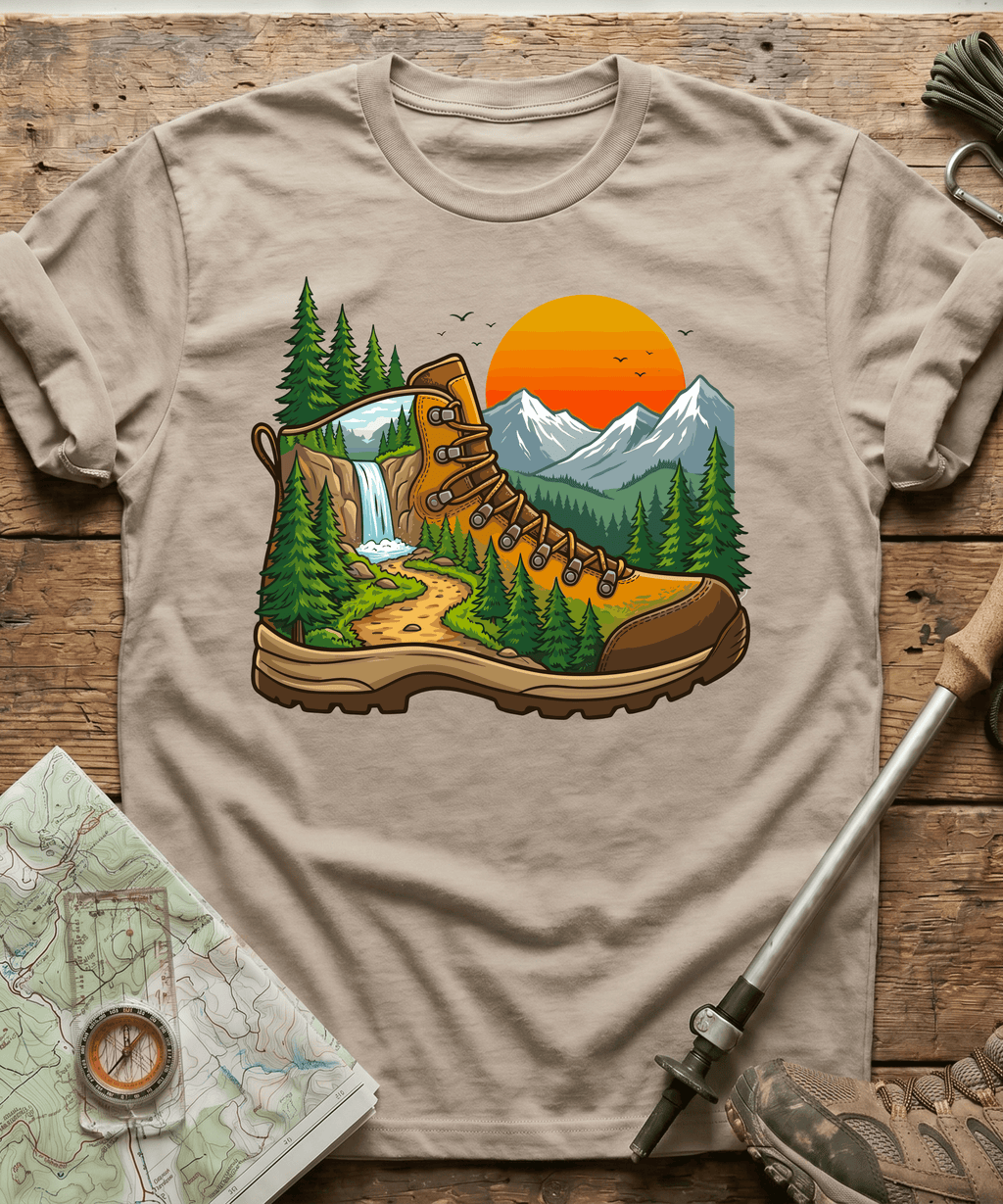 Hiking Boot Waterfall Trail T-Shirt