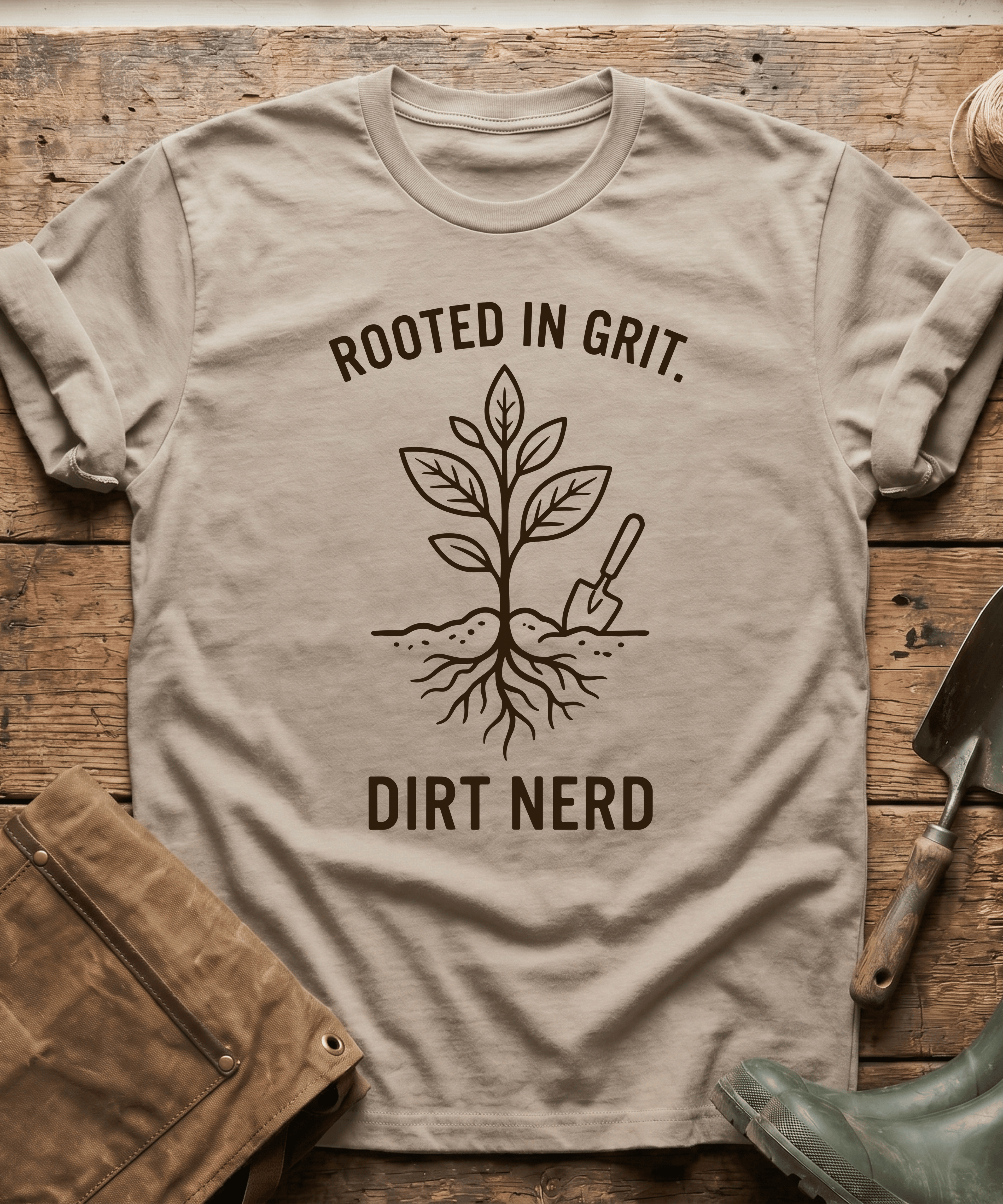 Rooted in Grit Dirt Nerd Gardening T-Shirt