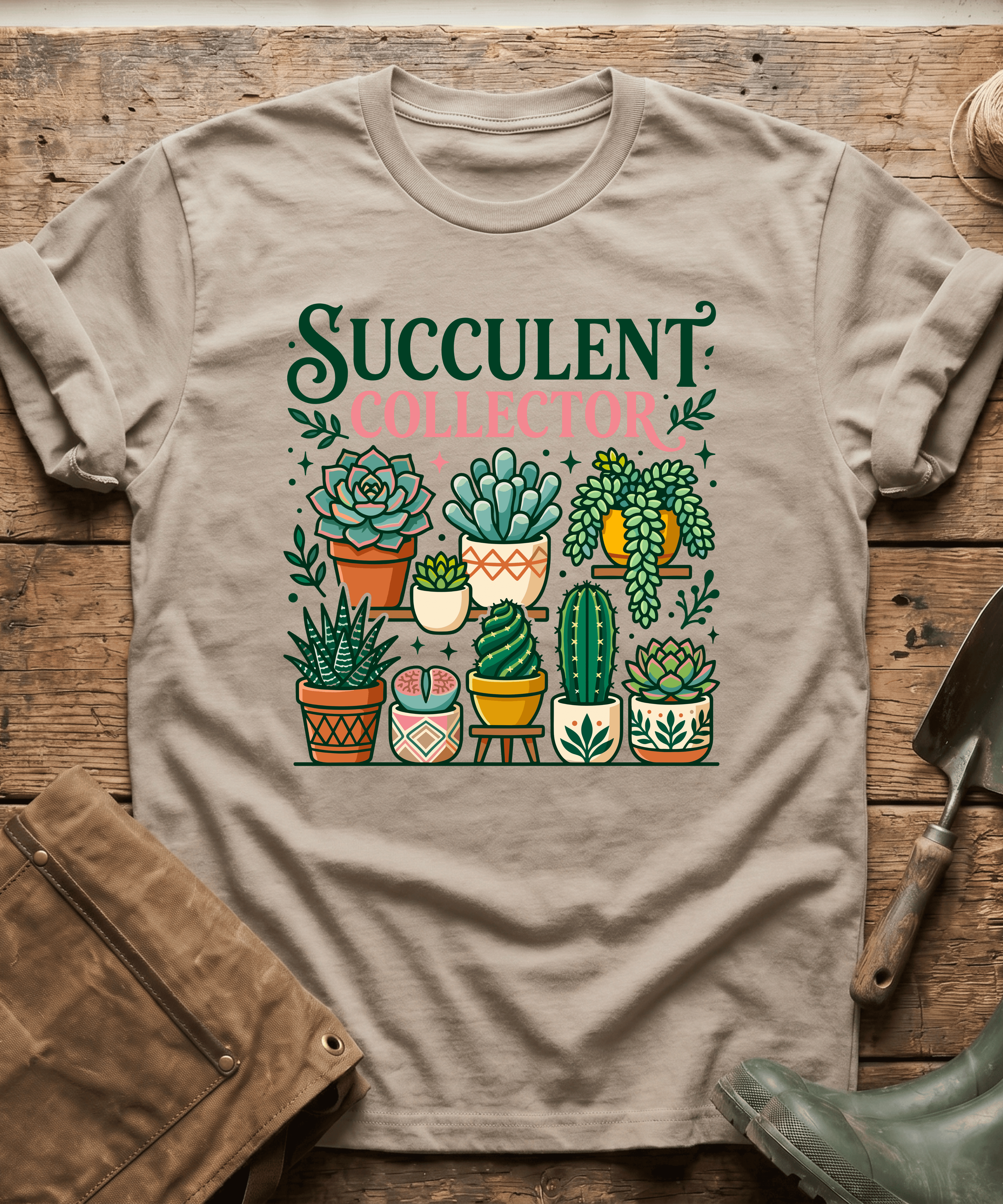 Botanical Succulent Collector Display T-Shirt