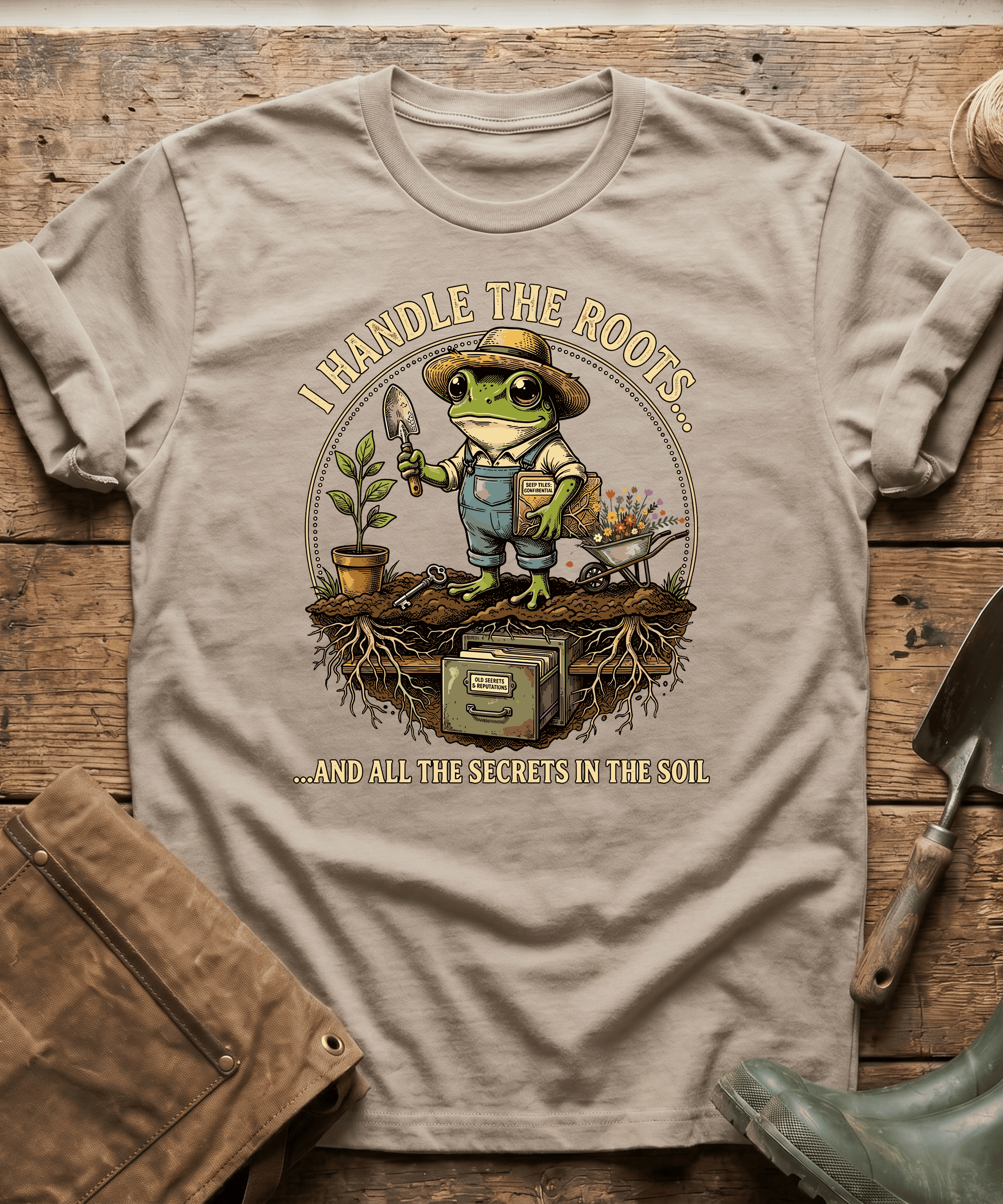Secrets in the Soil Frog Gardener T-Shirt