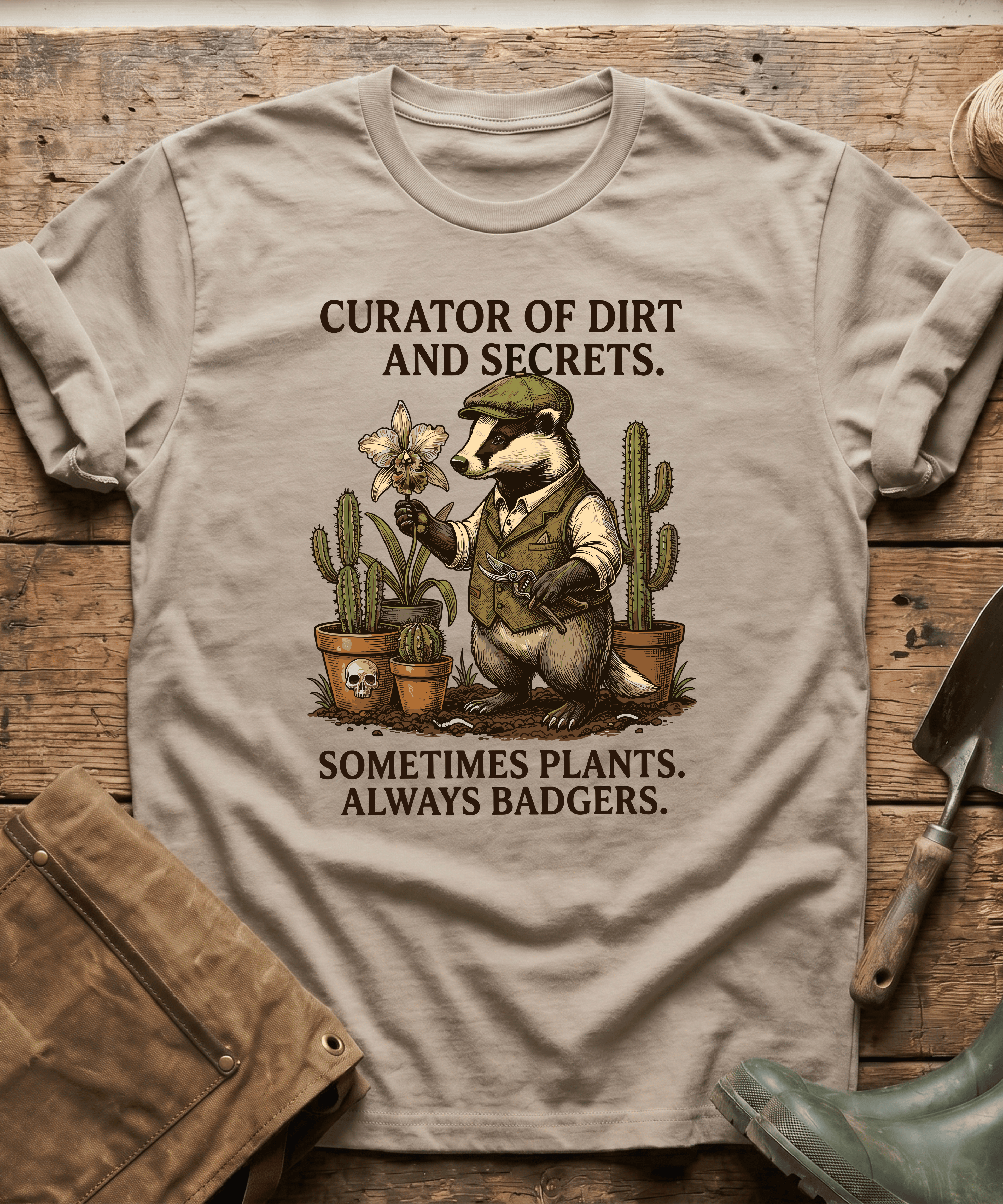 Curator of Dirt Badger Gardening T-Shirt
