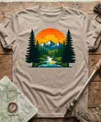 Serene Mountain River Sunset T-Shirt