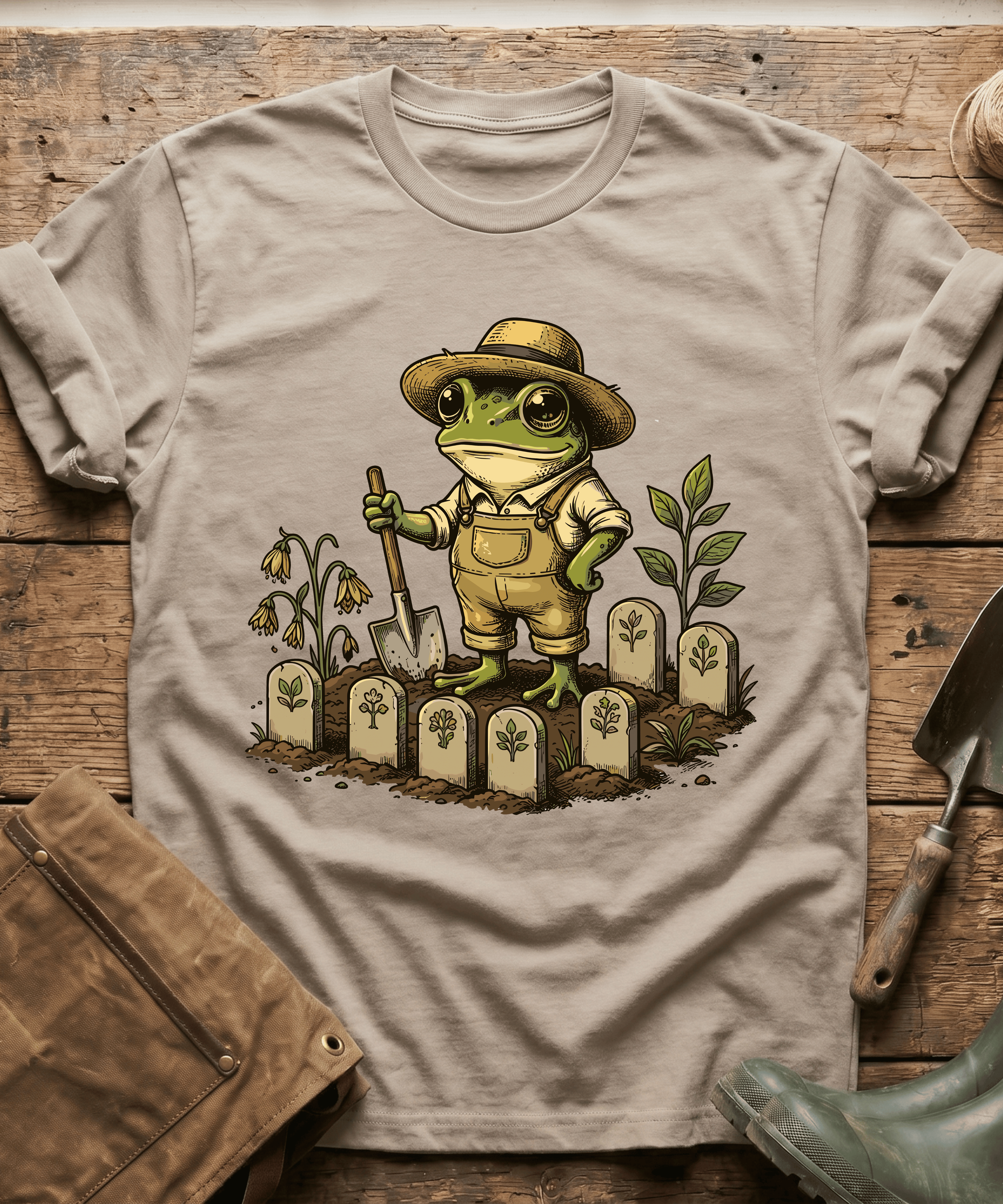 Cute Frog Gardener Sprout Markers T-Shirt