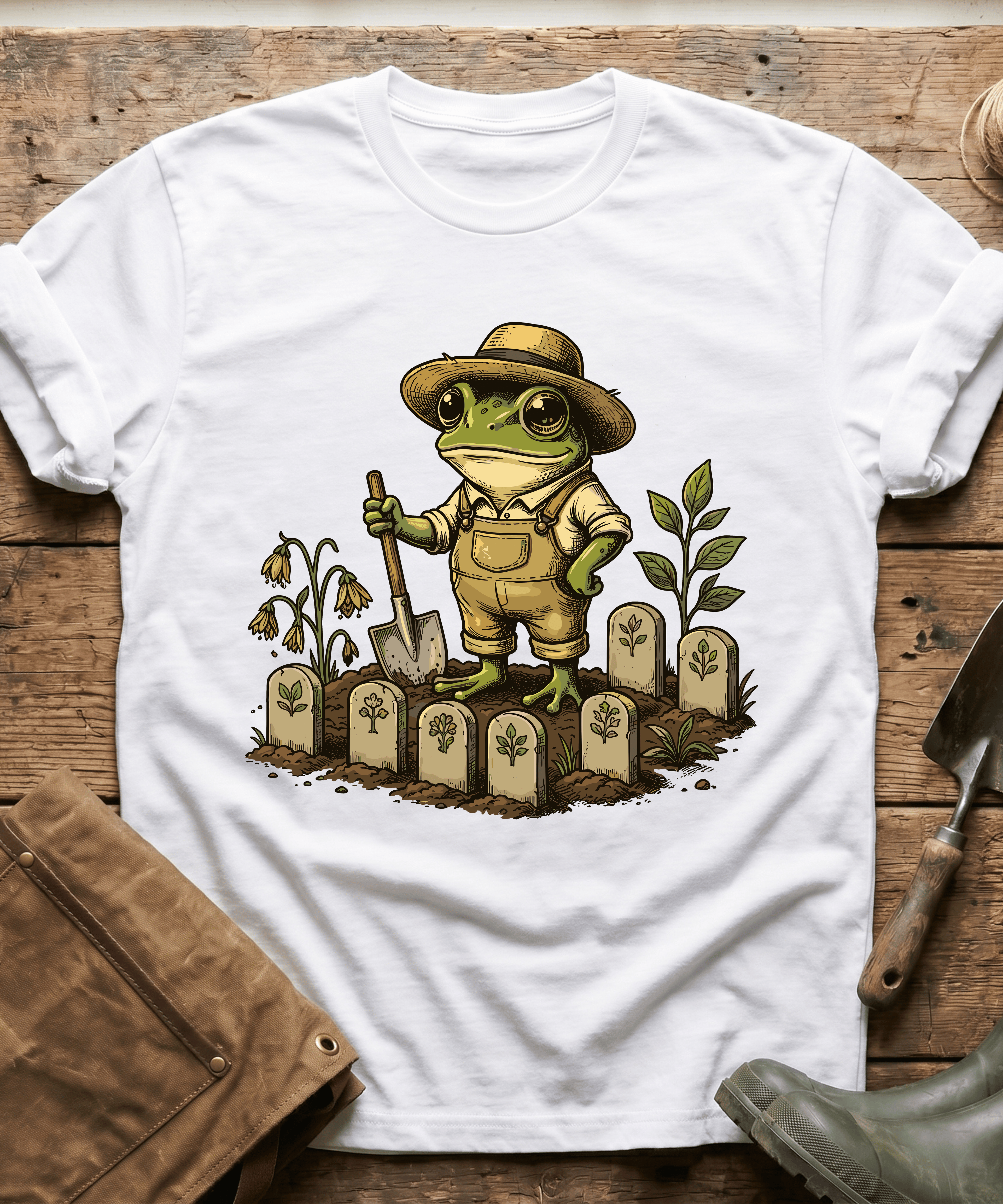 Cute Frog Gardener Sprout Markers T-Shirt