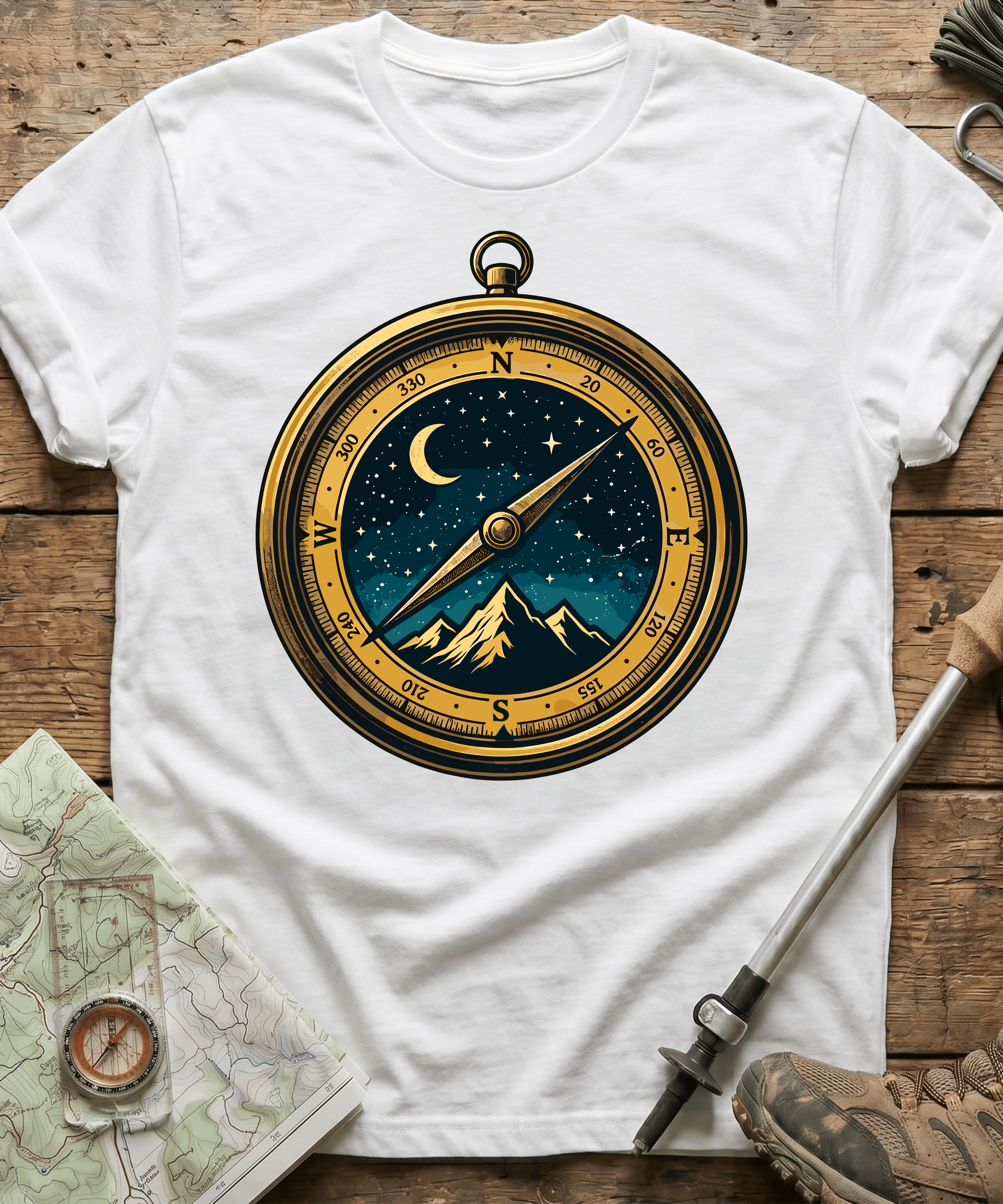 Starry Night Mountain Compass T-Shirt