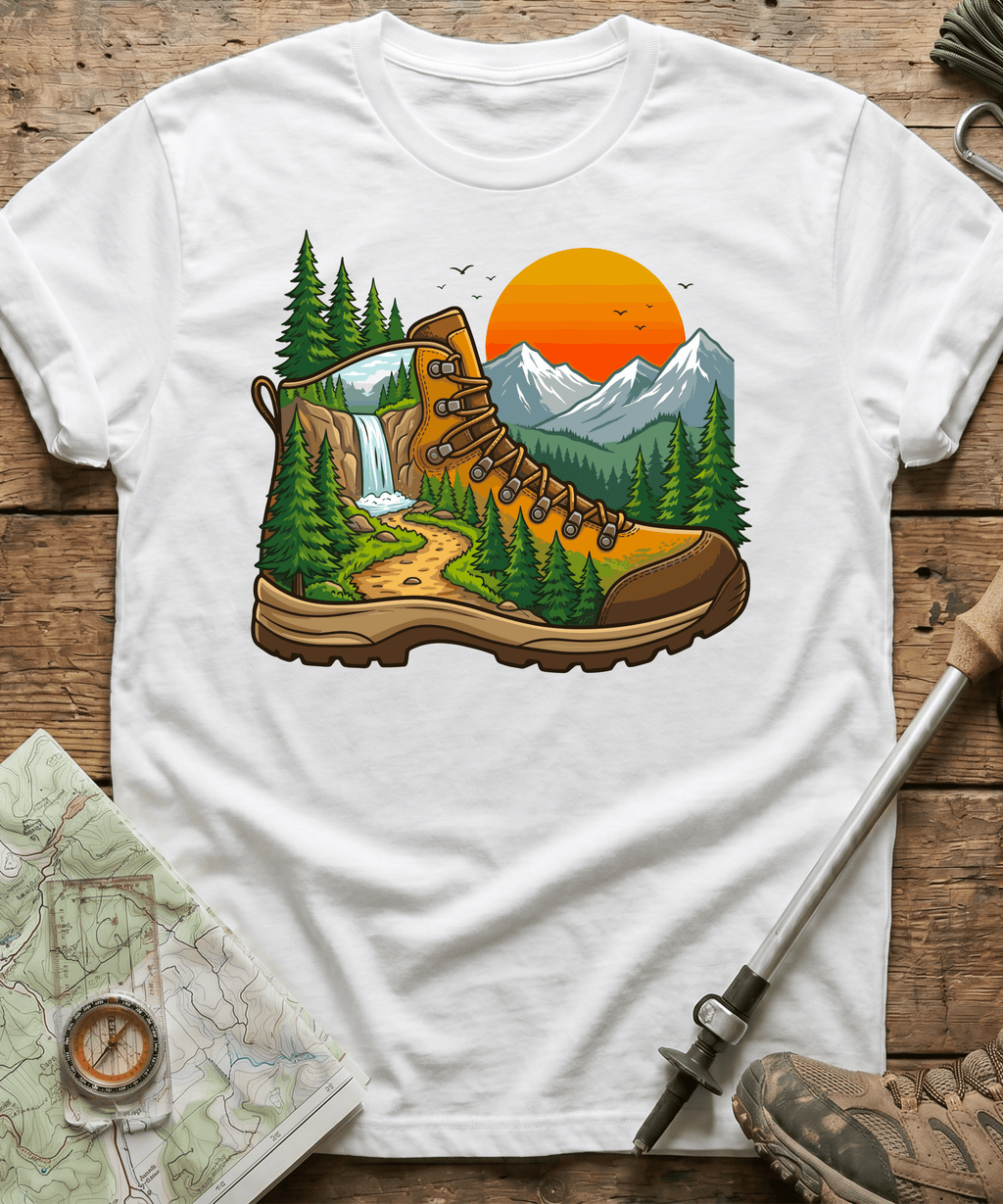 Hiking Boot Waterfall Trail T-Shirt