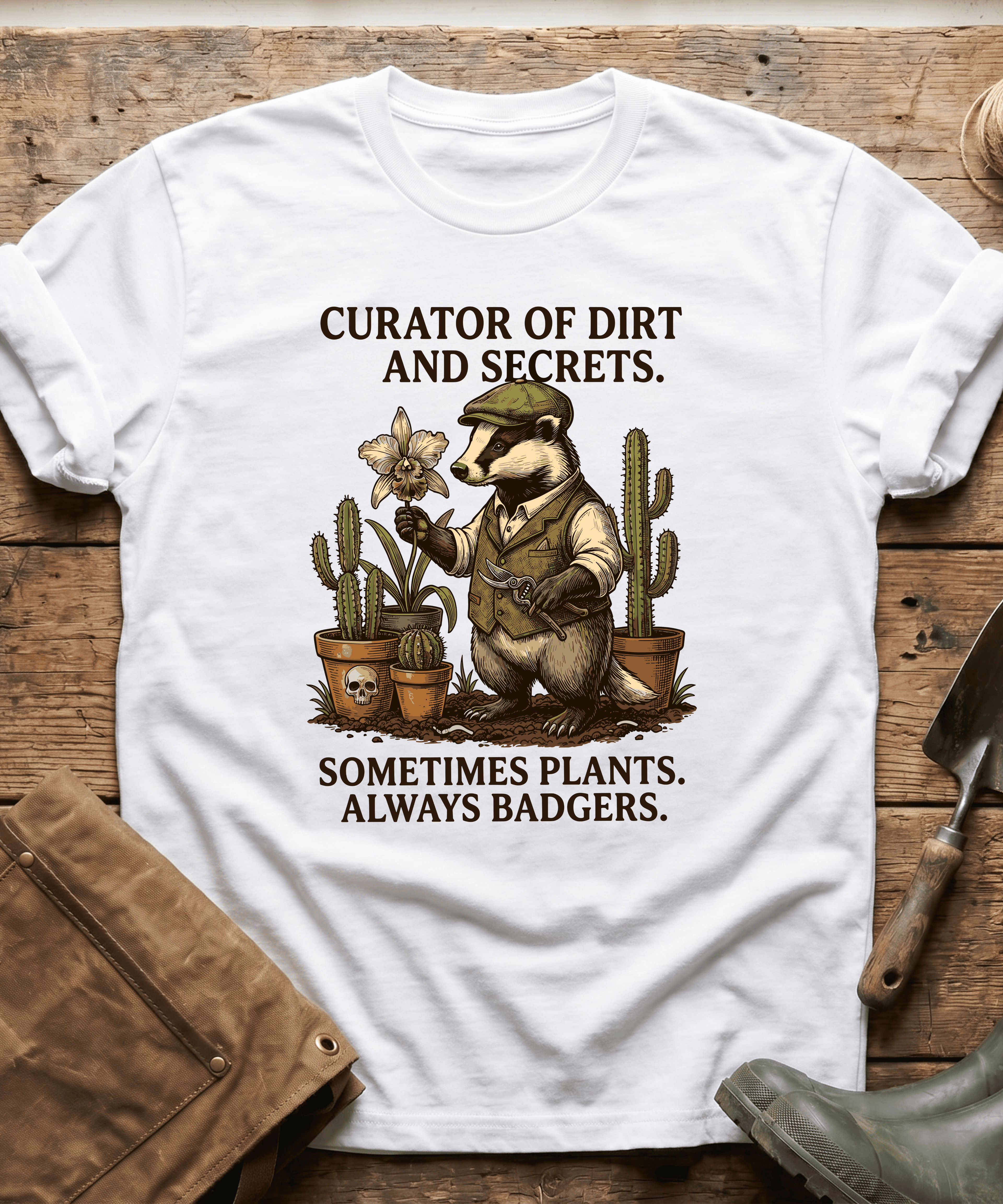 Curator of Dirt Badger Gardening T-Shirt