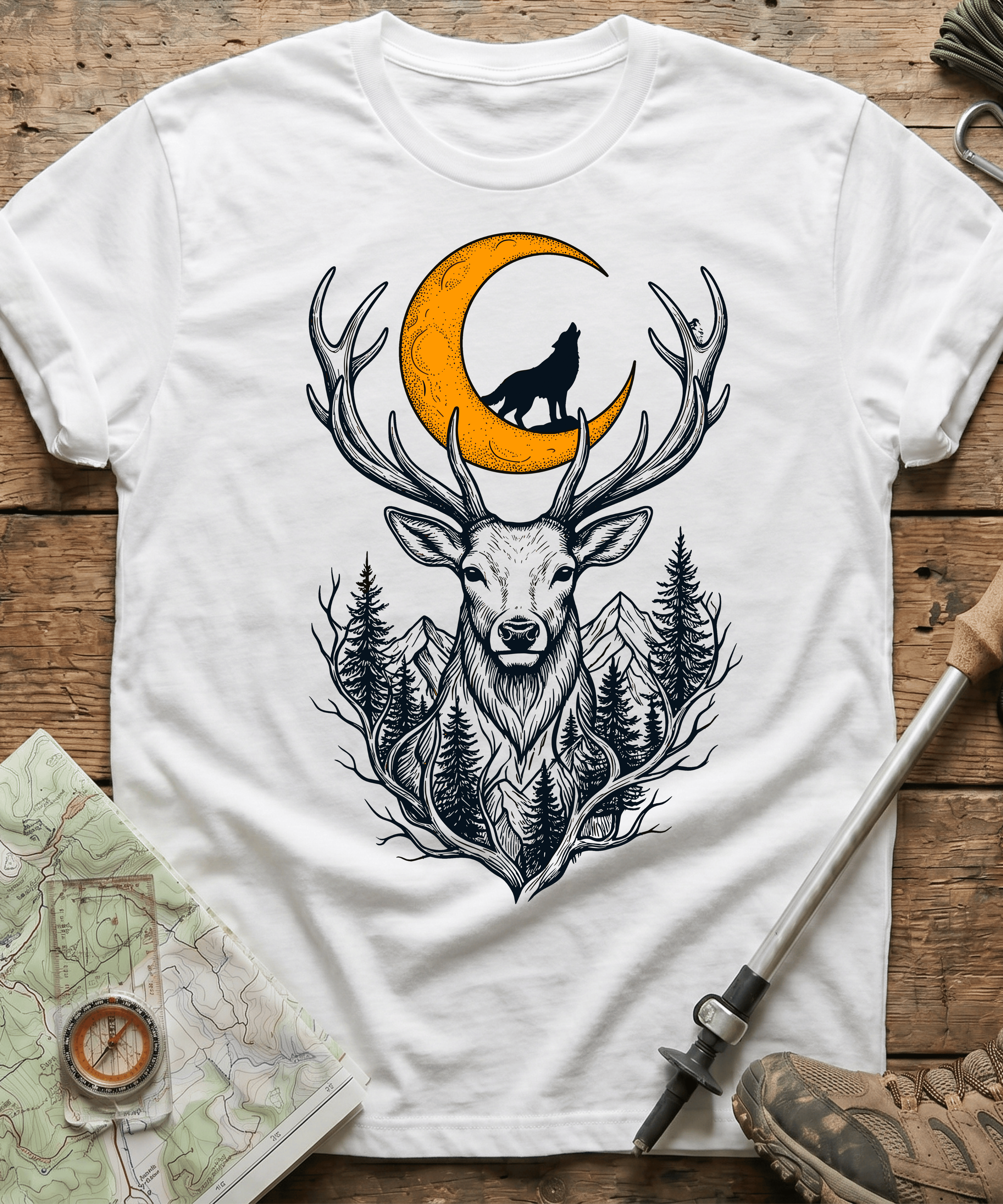 Mystic Night Wolf Moon Stag T-Shirt