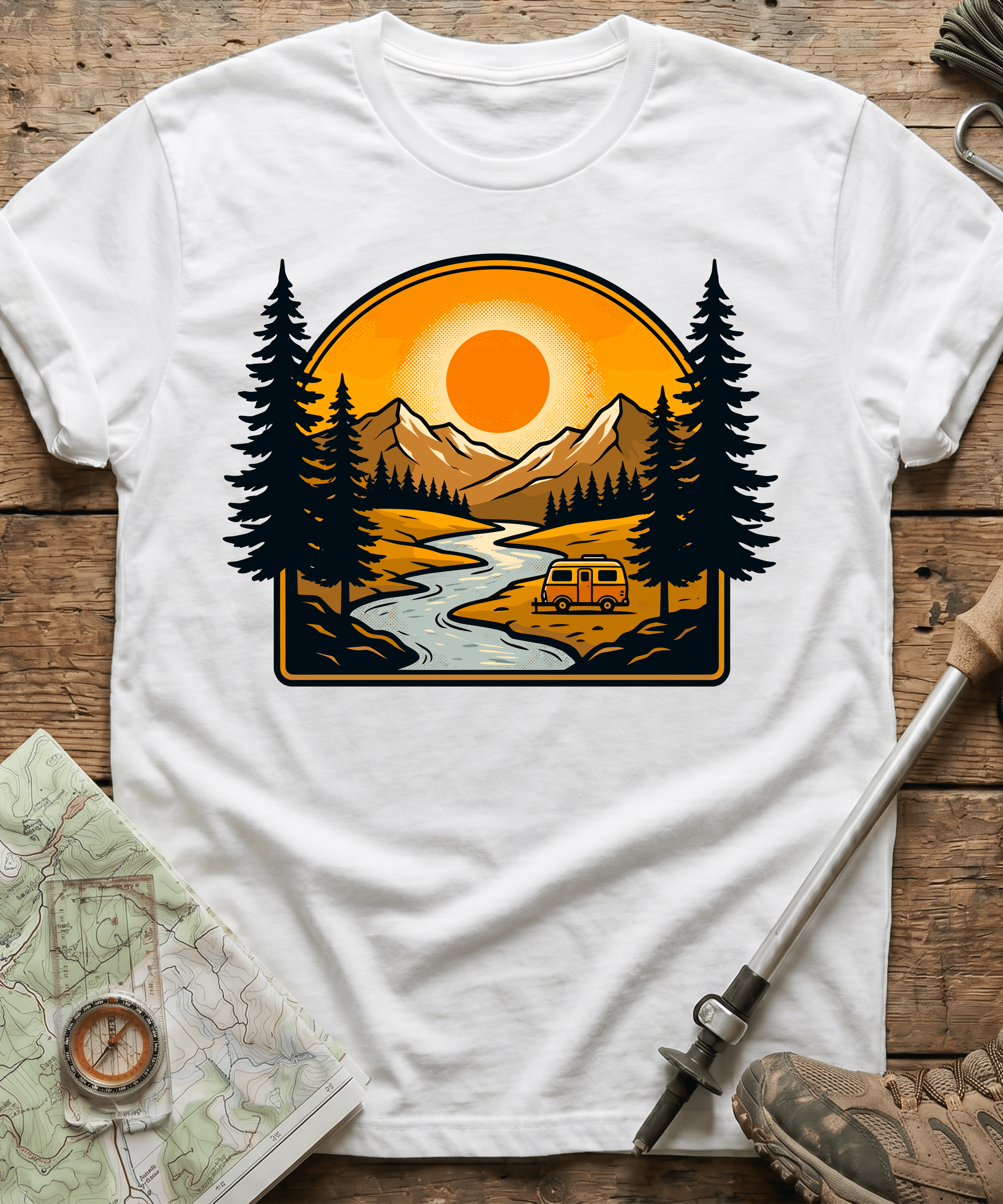 Retro RV Camper Sunset T-Shirt