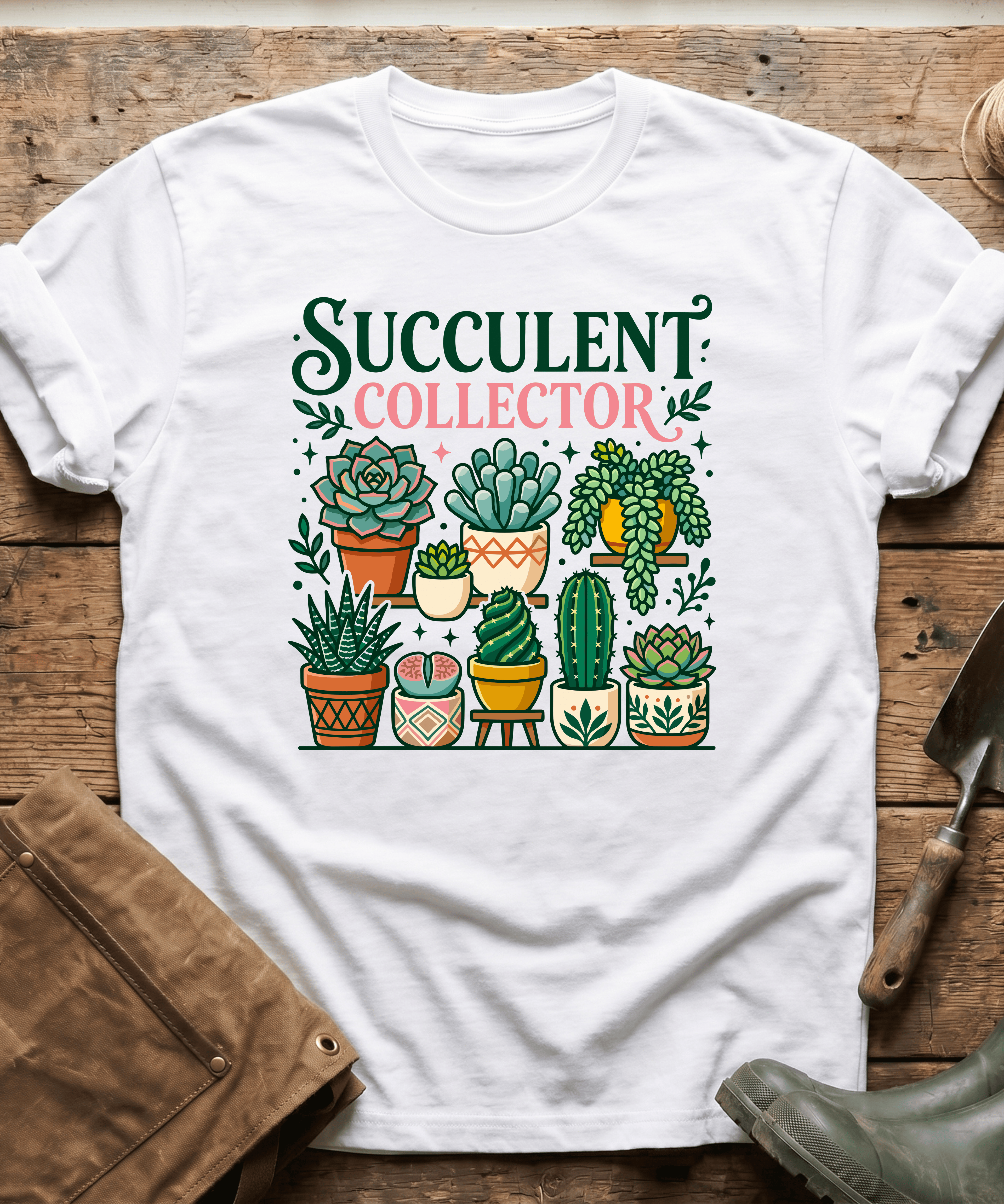 Botanical Succulent Collector Display T-Shirt