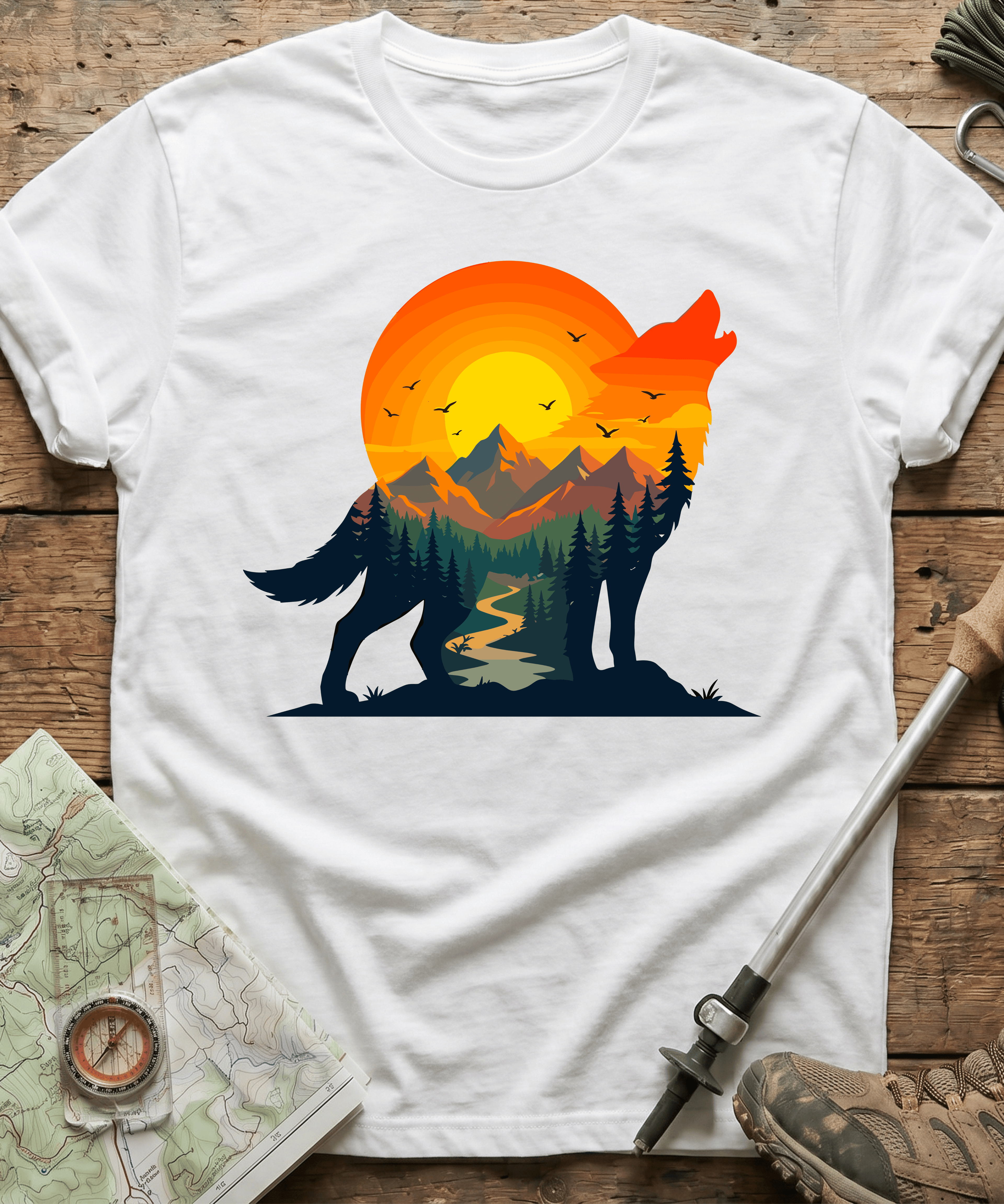 Wilderness Howling Wolf Sunset T-Shirt