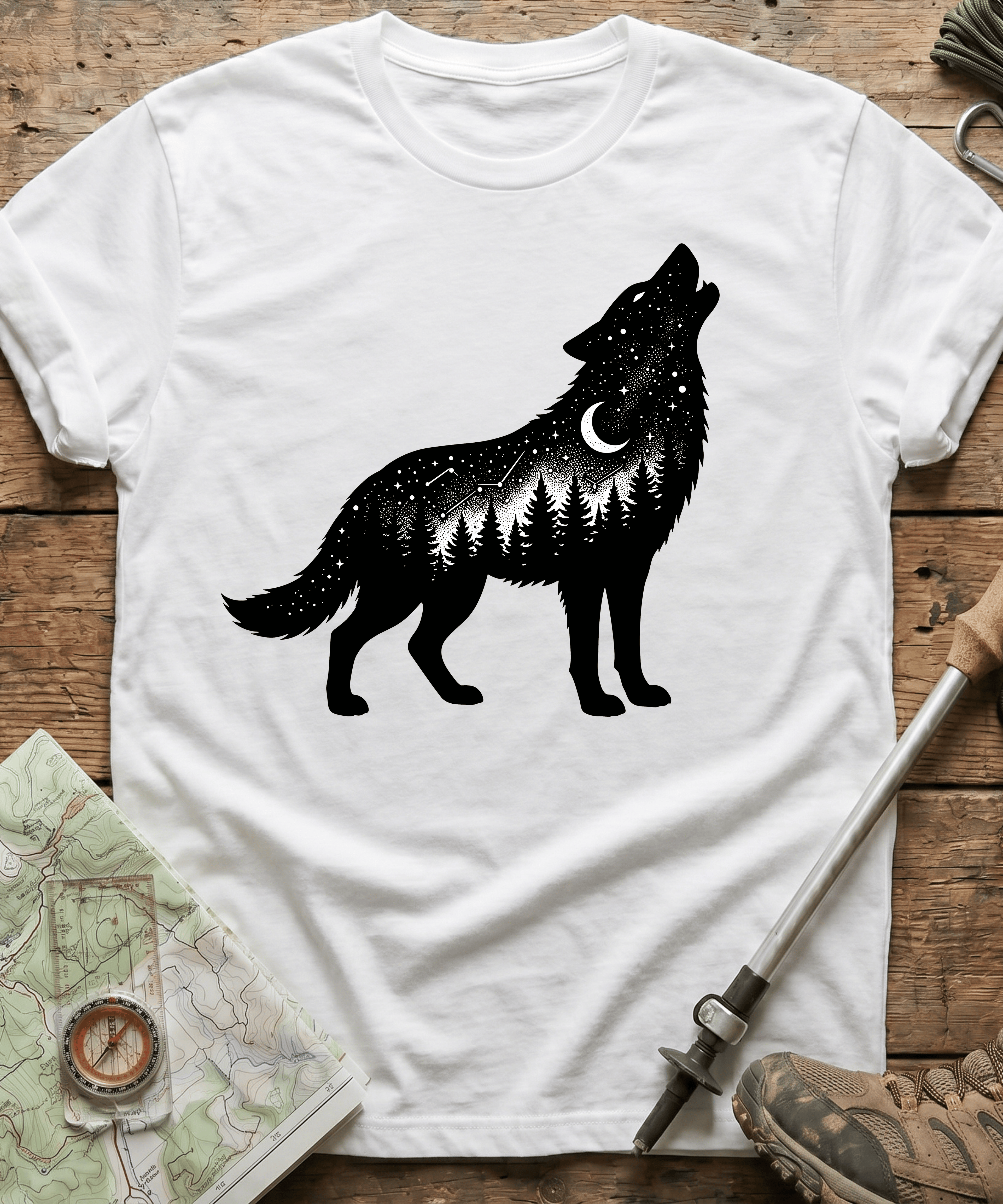 Starry Night Constellation Wolf T-Shirt