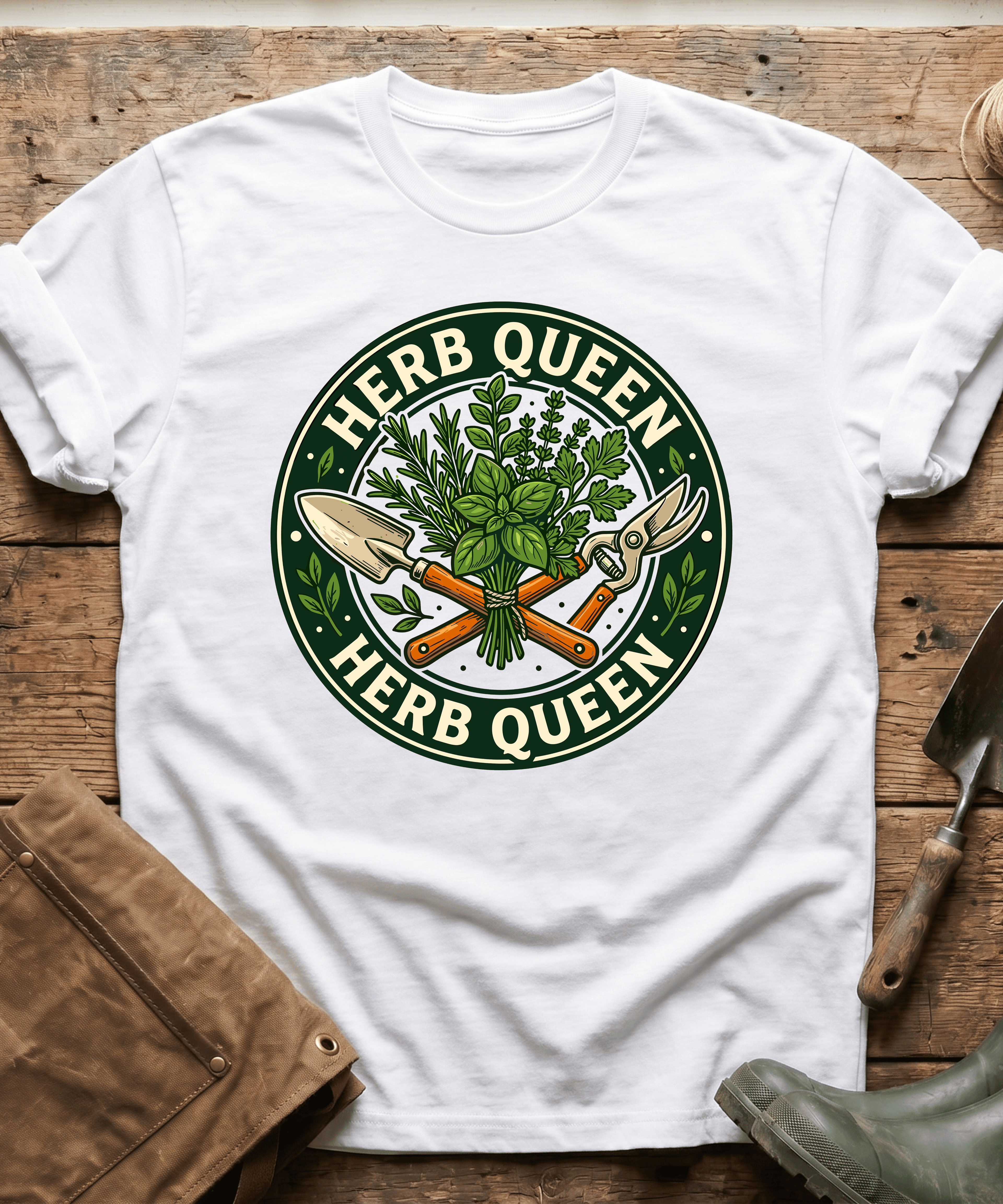 Retro Herb Queen Gardening T-Shirt