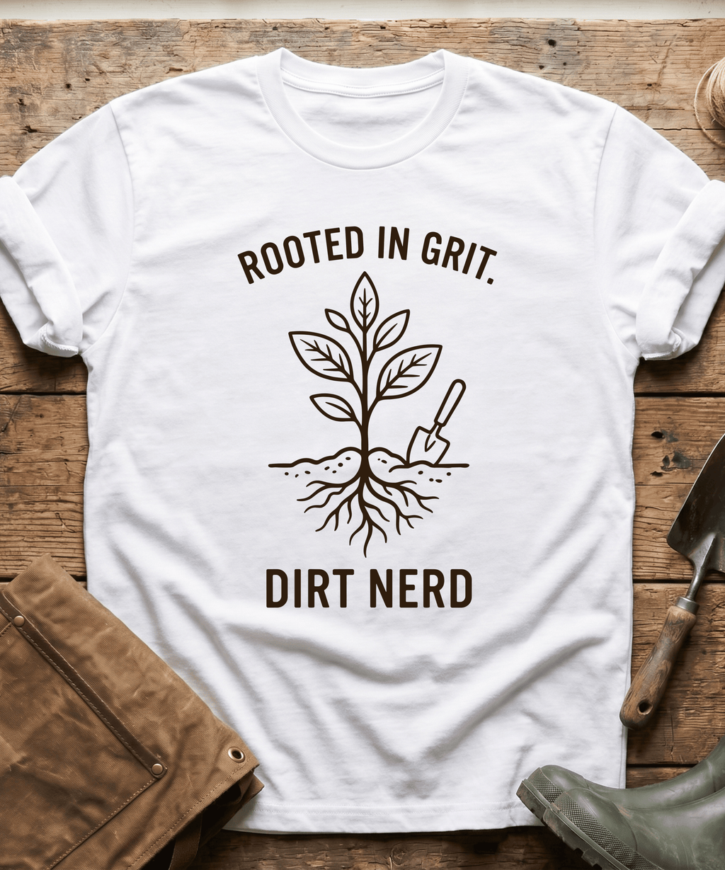 Rooted in Grit Dirt Nerd Gardening T-Shirt