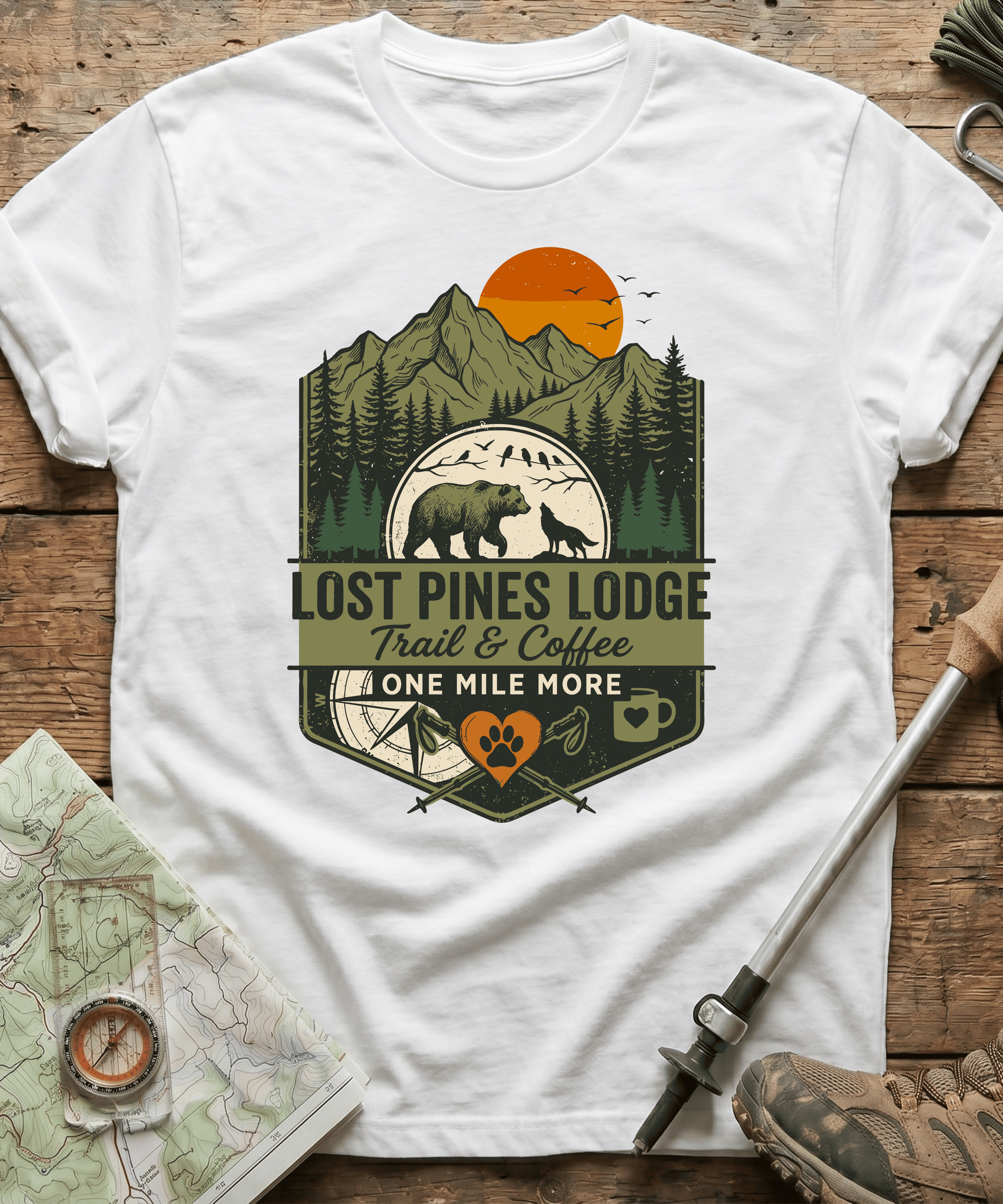 Lost Pines Lodge Trail And Coffee T-shirt