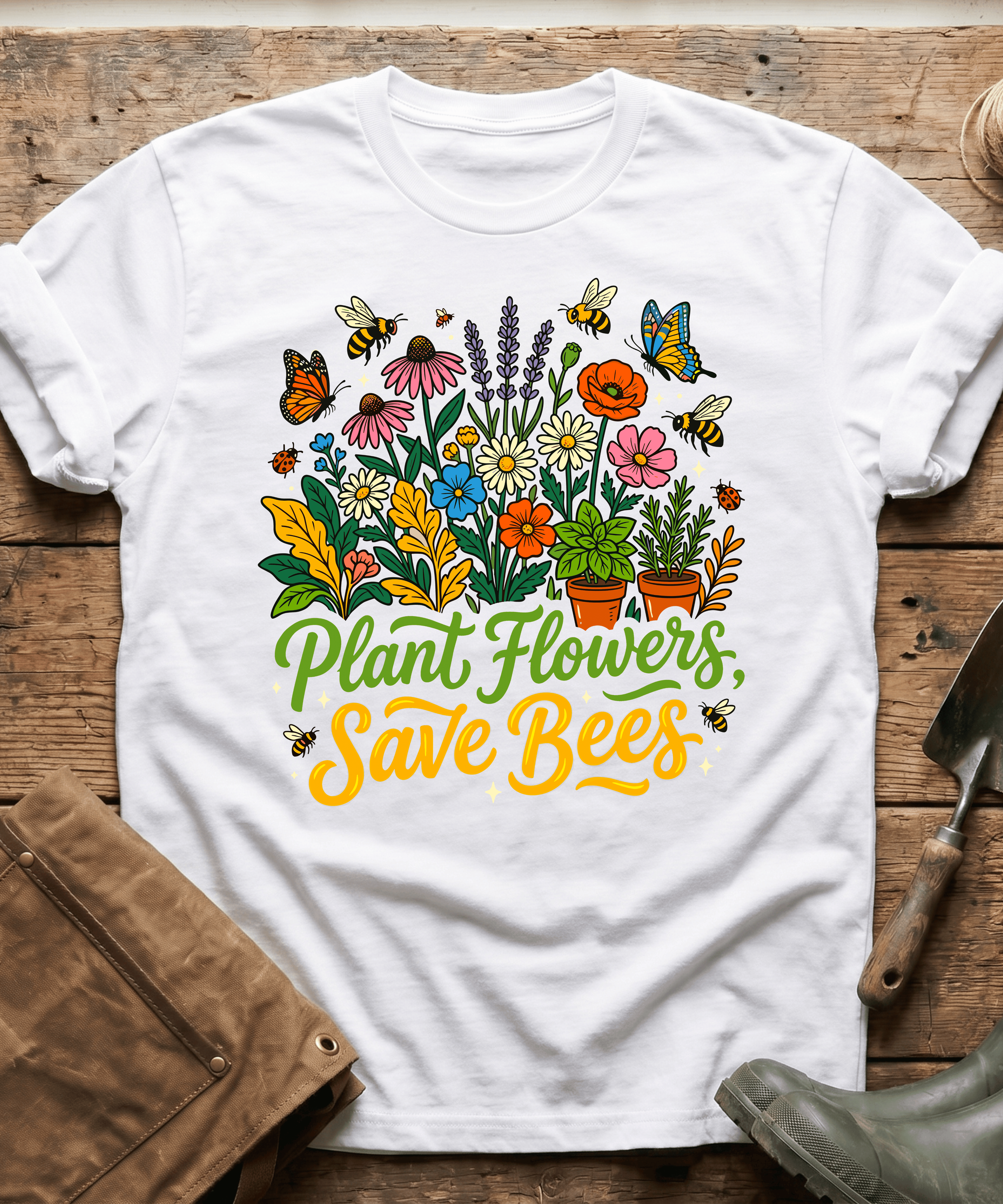 Plant Flowers Save The Bees Gardening T-Shirt