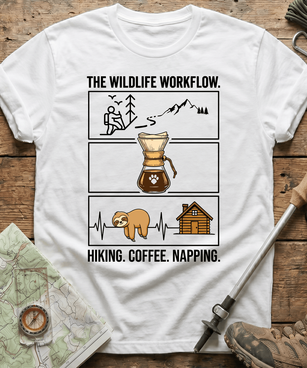 The Wildlife Workflow Hiking Coffee Napping T-shirt