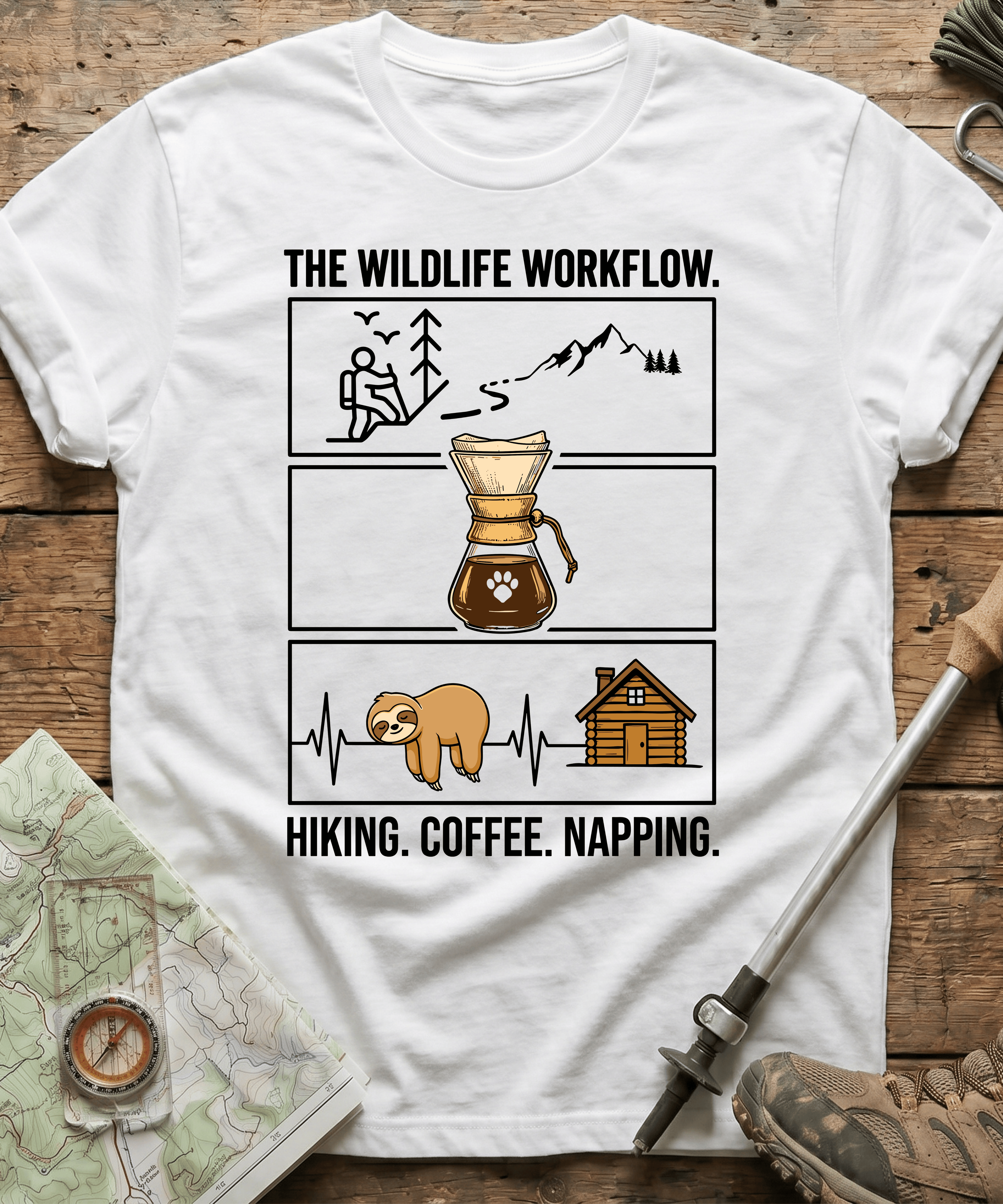 The Wildlife Workflow Hiking Coffee Napping T-shirt