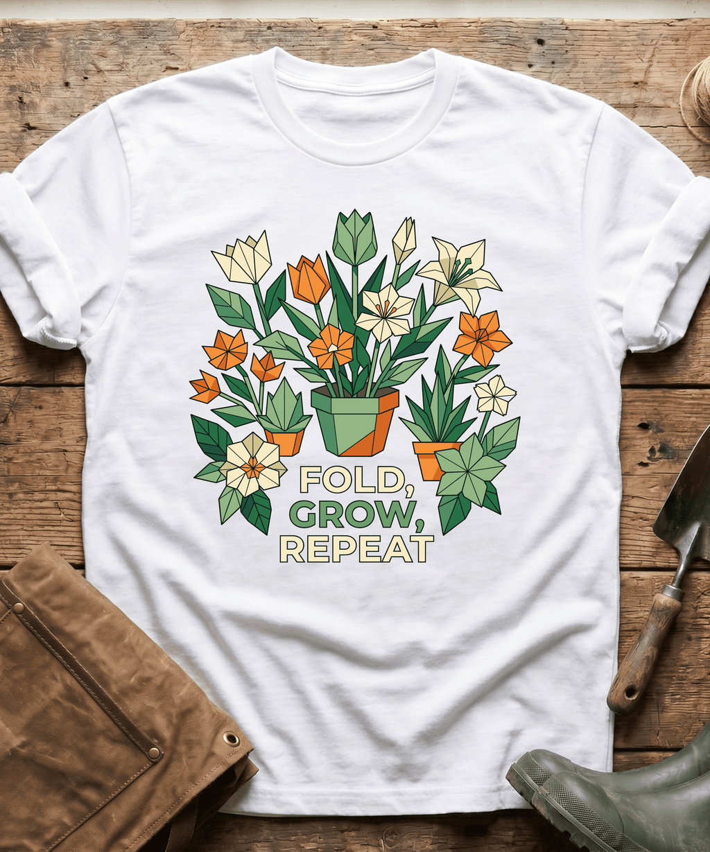 Origami Fold Grow Repeat Flowers T-Shirt