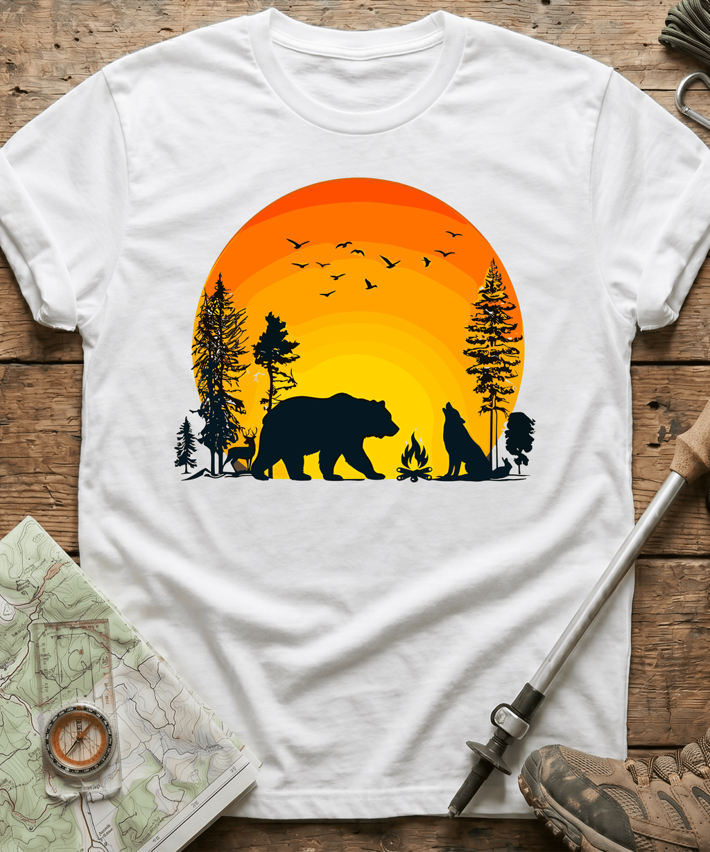 Wildlife Campfire Howling Wolf T-Shirt